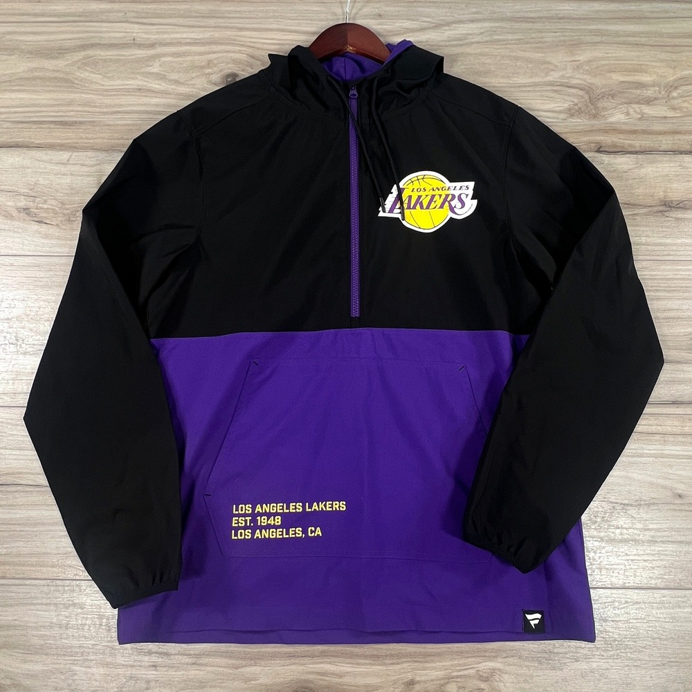 Fanatics Los Angeles Lakers Mens M Quarter Zip Hooded Windbreaker Jacket Purple